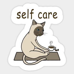 Funny Siamese Cat Self Care yoga Sticker